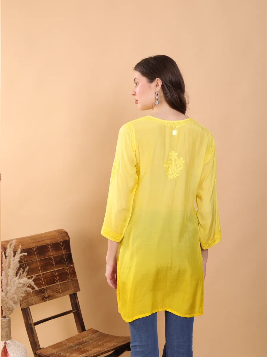 Johra Muslin Ombre Dyed Chikankari Short Kurti