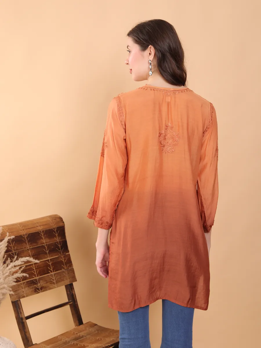 Johra Muslin Ombre Dyed Chikankari Short Kurti