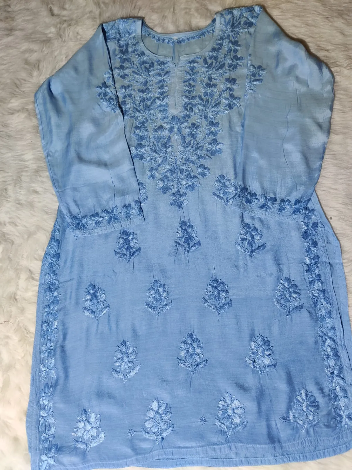 Johra Muslin Ombre Dyed Chikankari Short Kurti