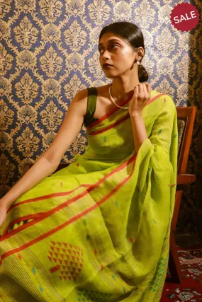 Kaisori Ekaya Harita Linen Jamdani saree