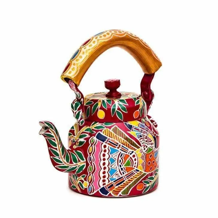 KAUSHALAM HAND PAINTED TEA KETTLE: PEACOCK