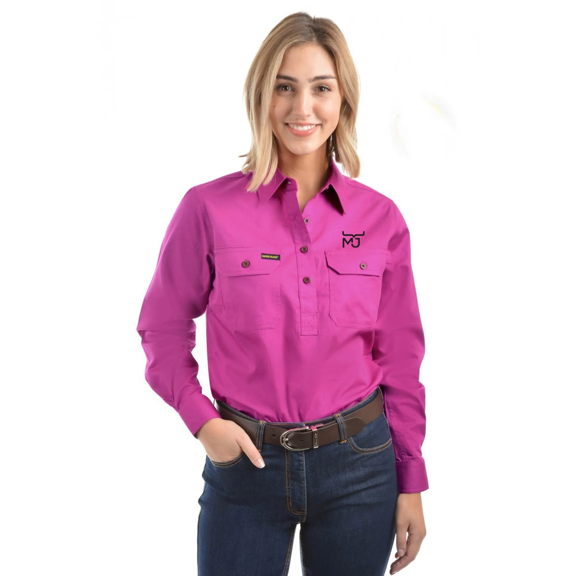 Ladies 1/2 Placket Long Sleeve Shirt