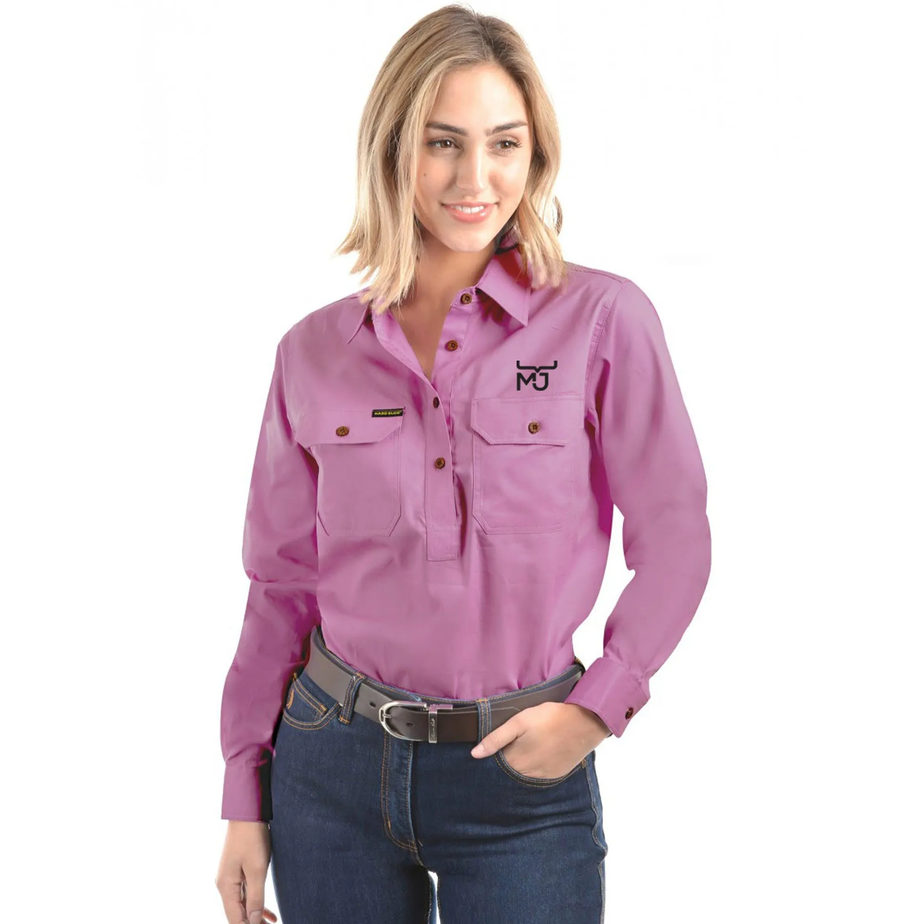 Ladies 1/2 Placket Long Sleeve Shirt