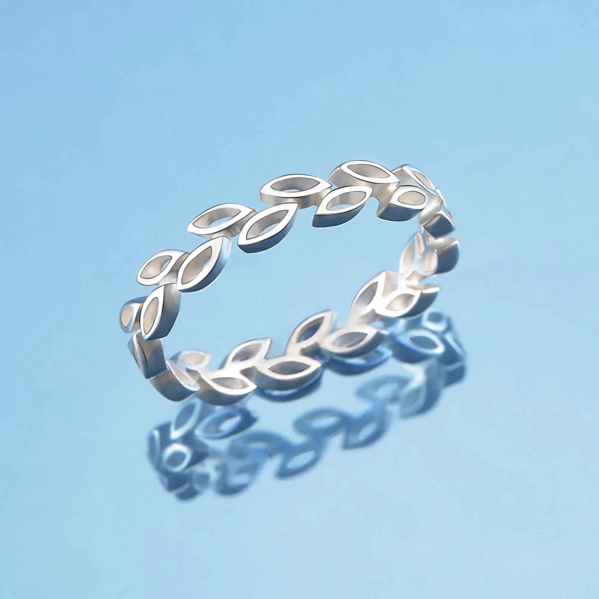 Leaf Band Sterling Silver Stackable Rings