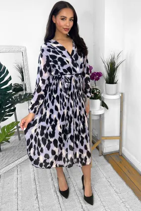 Leopard Print Chiffon V-Neck Dress