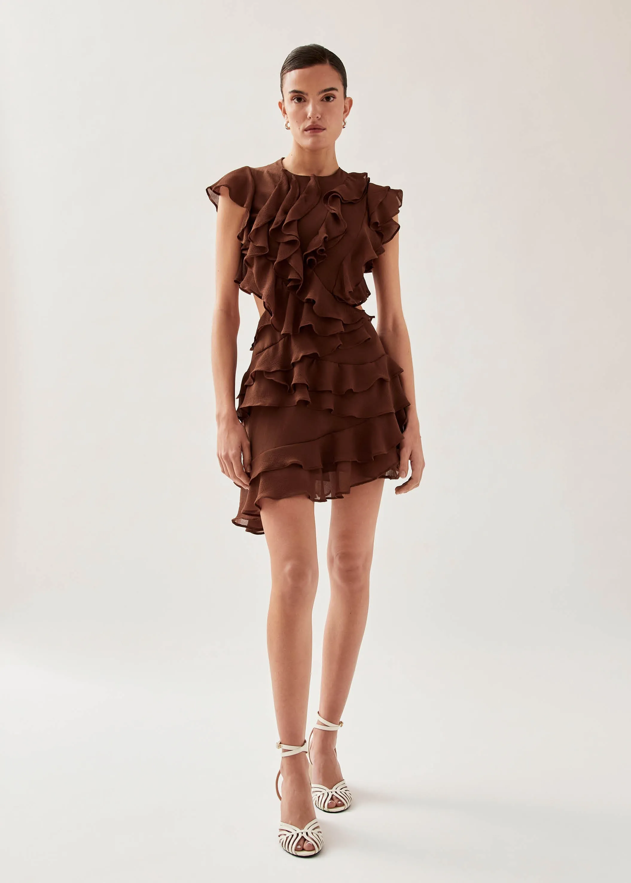 Lorette Brown Mini Dress