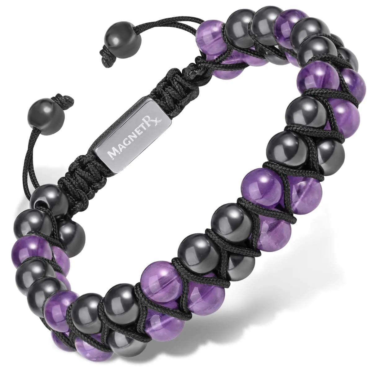 Magnetic Hematite & Amethyst Beaded Bracelet for Women