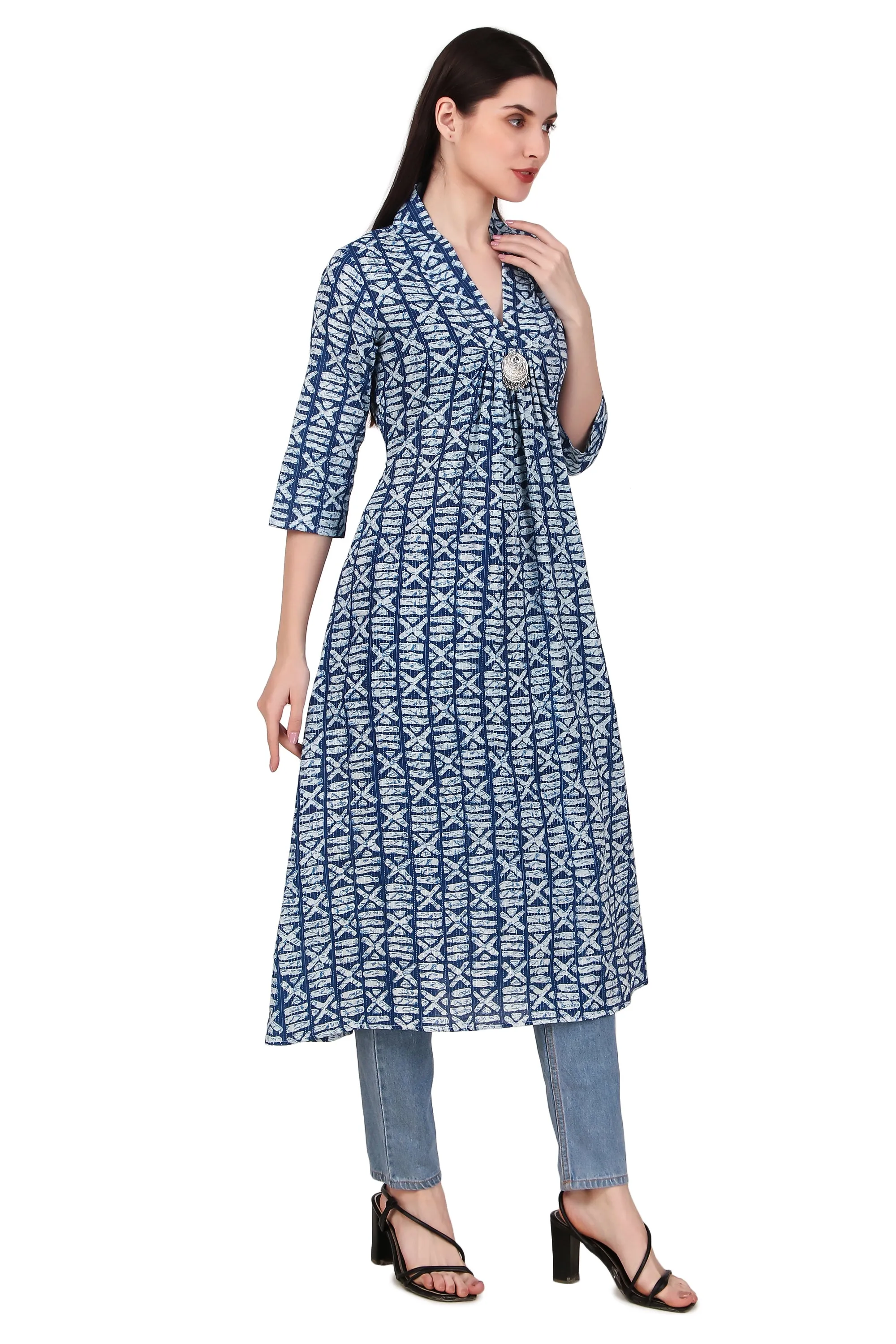 Magnetism A-LINE indigo Cotton Kurti for Women