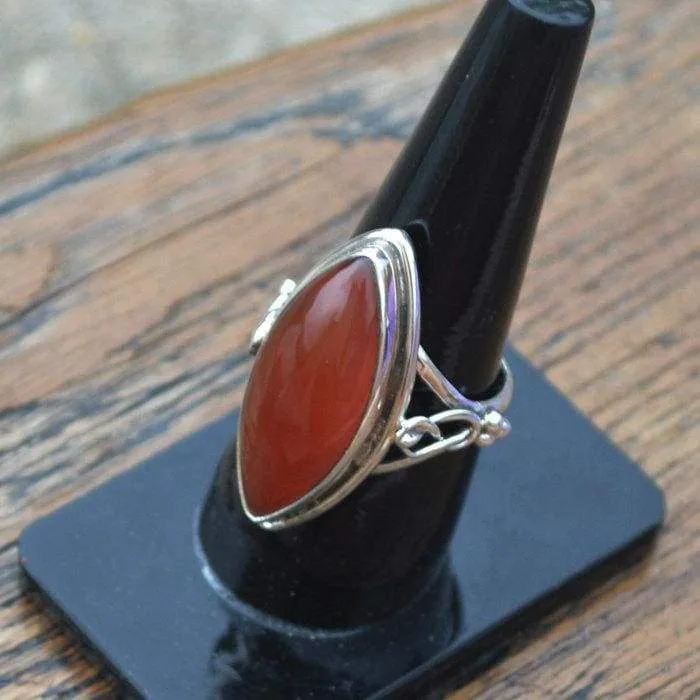 Marquise Red Onyx Gemstone Ring, 925 Sterling Silver Artisan Handmade Gift Ring, Red Onyx Jewelry, Nickel Free Jewelry