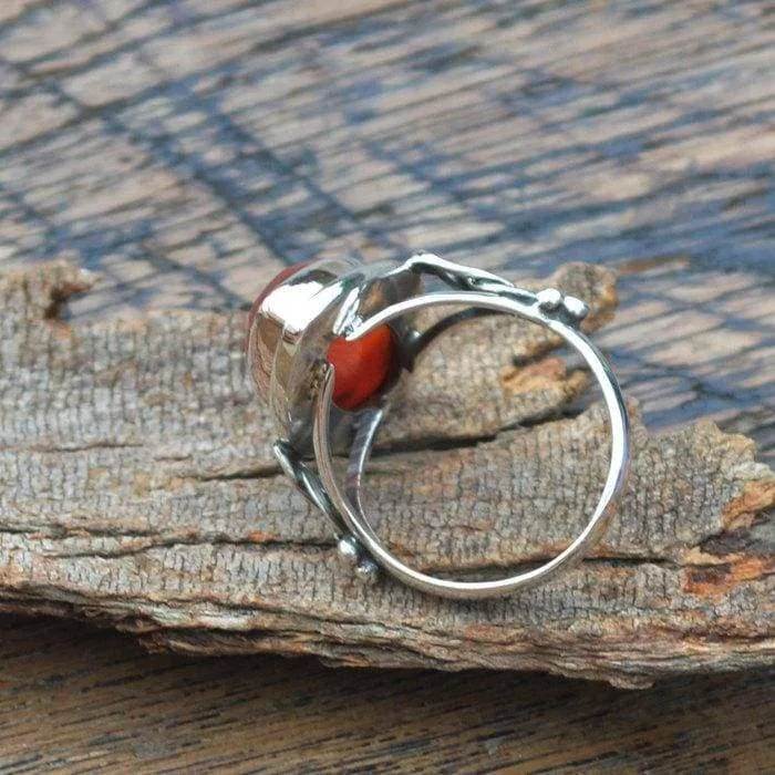 Marquise Red Onyx Gemstone Ring, 925 Sterling Silver Artisan Handmade Gift Ring, Red Onyx Jewelry, Nickel Free Jewelry