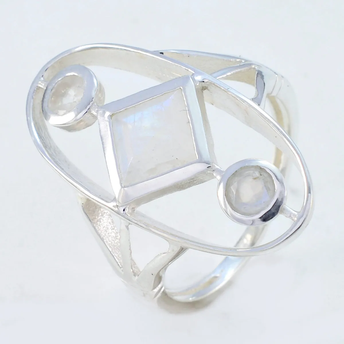 Marvelous Gem Rainbow Moonstone 925 Ring Hanging Jewelry Organizer