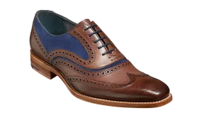 McClean Classic Full Brogue Oxford Shoe - Ebony Hand Painted / Navy Suede