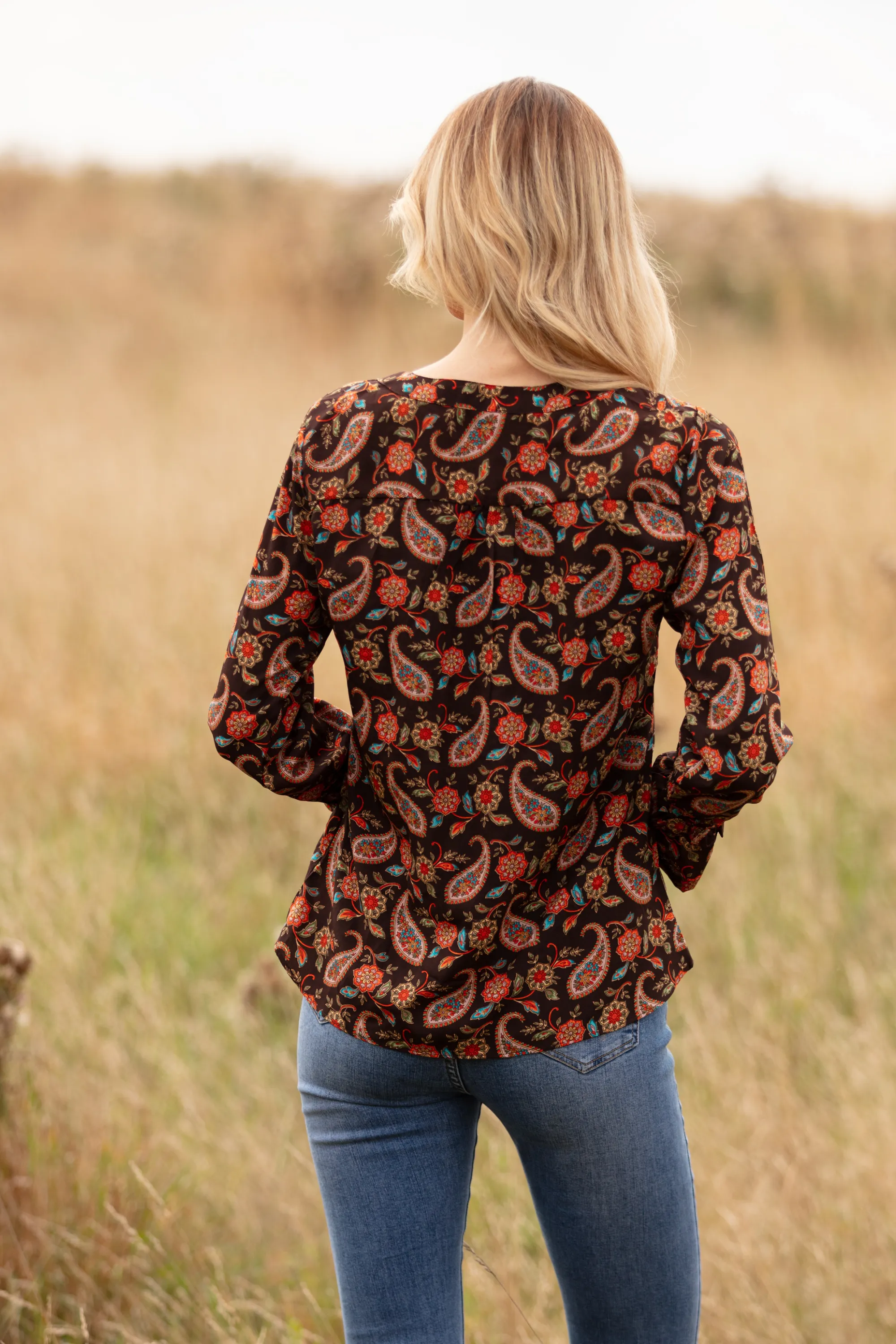 Meg Shirt in Chocolate Paisley