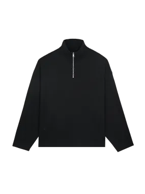 Men's Recycled Wool Jersey Half-Zip Sweater—black