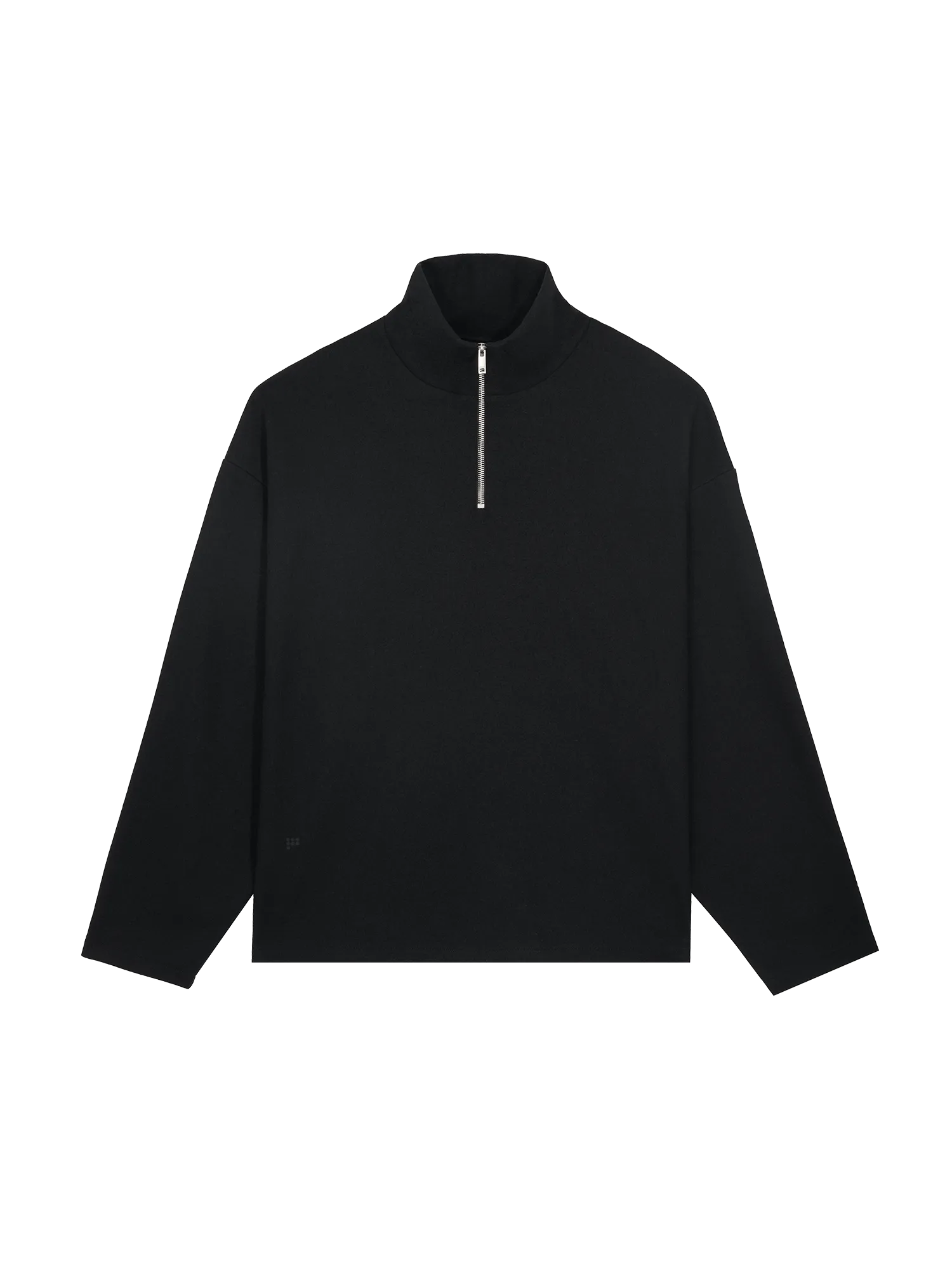 Men's Recycled Wool Jersey Half-Zip Sweater—black