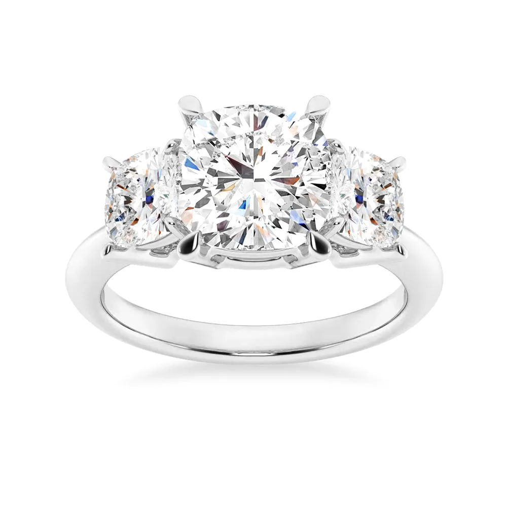 NEW Cushion Cut Three Stone Moissanite Engagement Ring