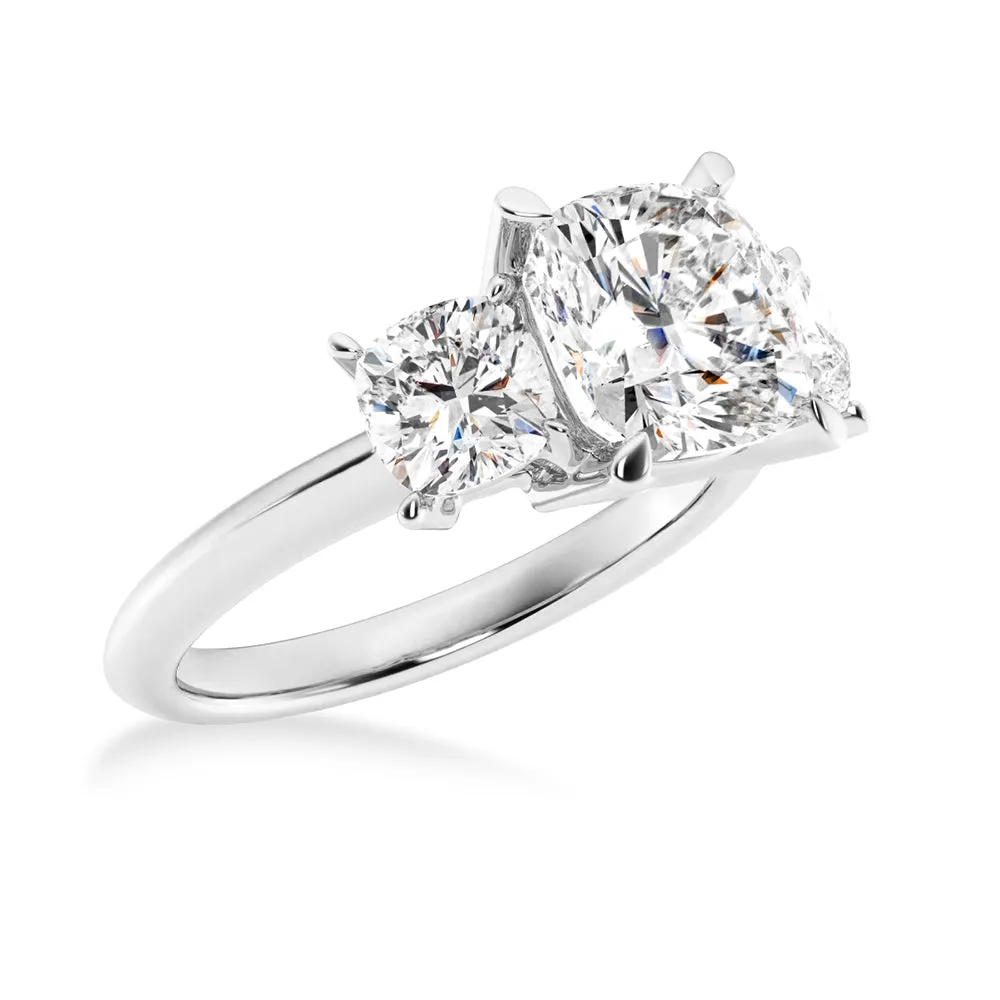 NEW Cushion Cut Three Stone Moissanite Engagement Ring