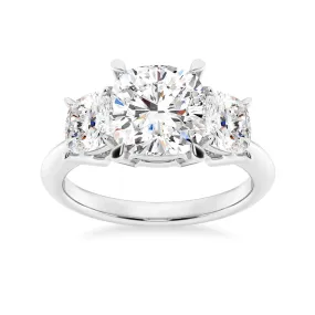 NEW Cushion Cut Three Stone Moissanite Engagement Ring