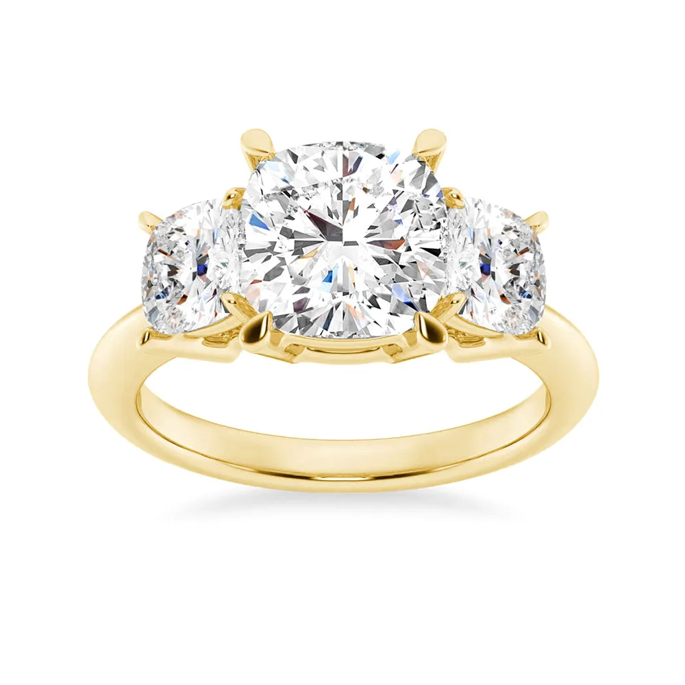 NEW Cushion Cut Three Stone Moissanite Engagement Ring