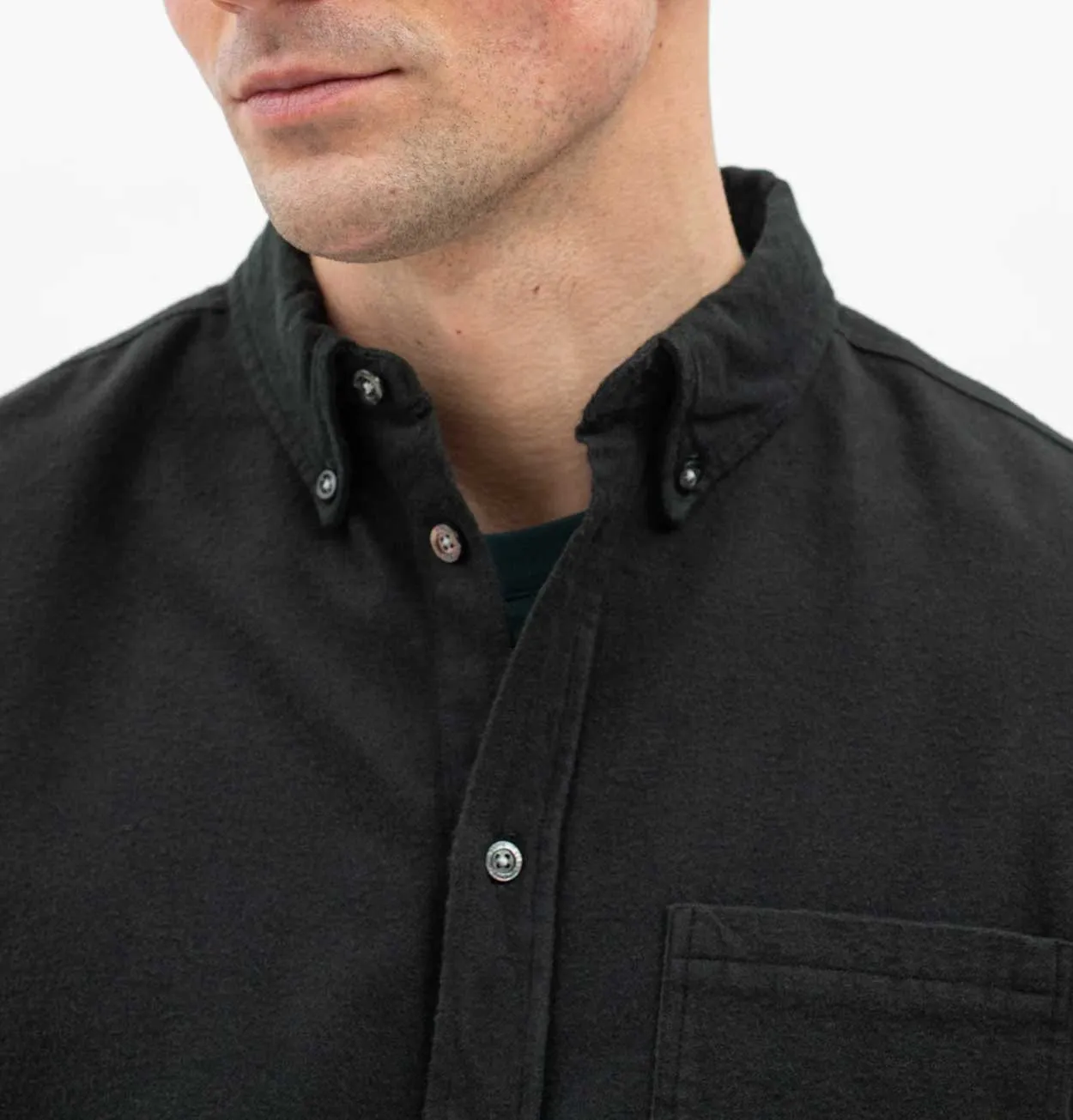 Norse Projects Anton Brushed Flannel Shirt in Dark Green