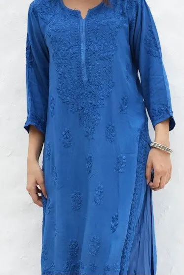 Palak Modal Dyed Premium Chikankari Kurti Set