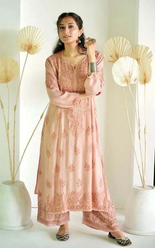 Palak Modal Dyed Premium Chikankari Kurti Set