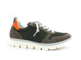 PAN CHIC Low Cut Sneaker Uomo Pelle Nylon Military Green Sage Orange P05M18021TS2