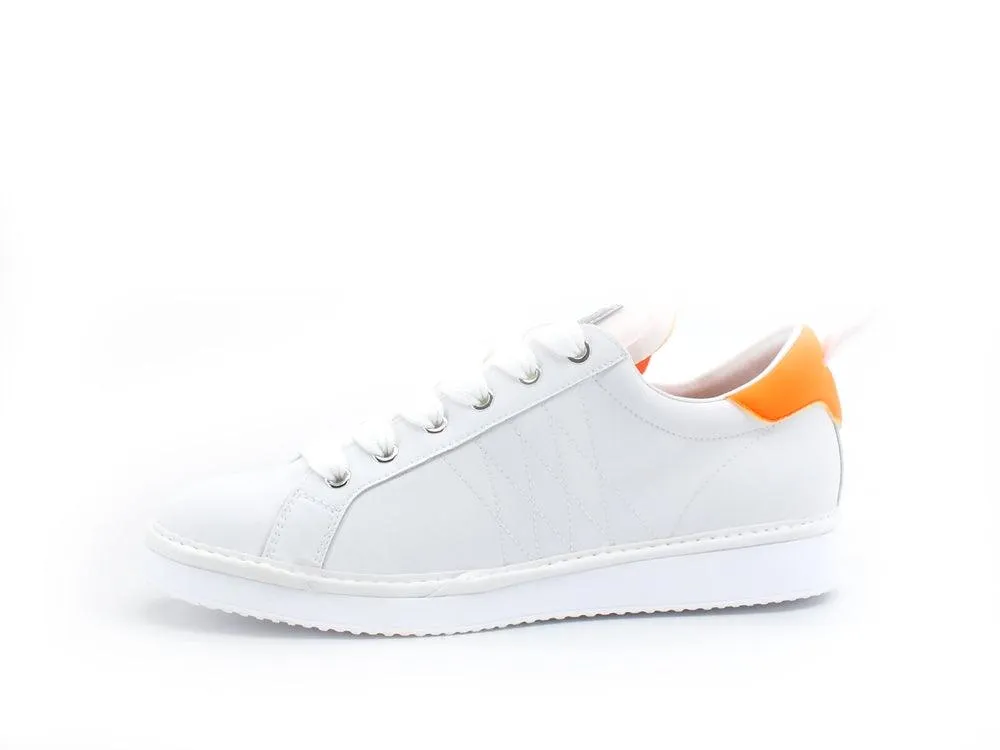 PAN CHIC Sneaker Pelle Lace - Up White Neon Orange P01M220010075