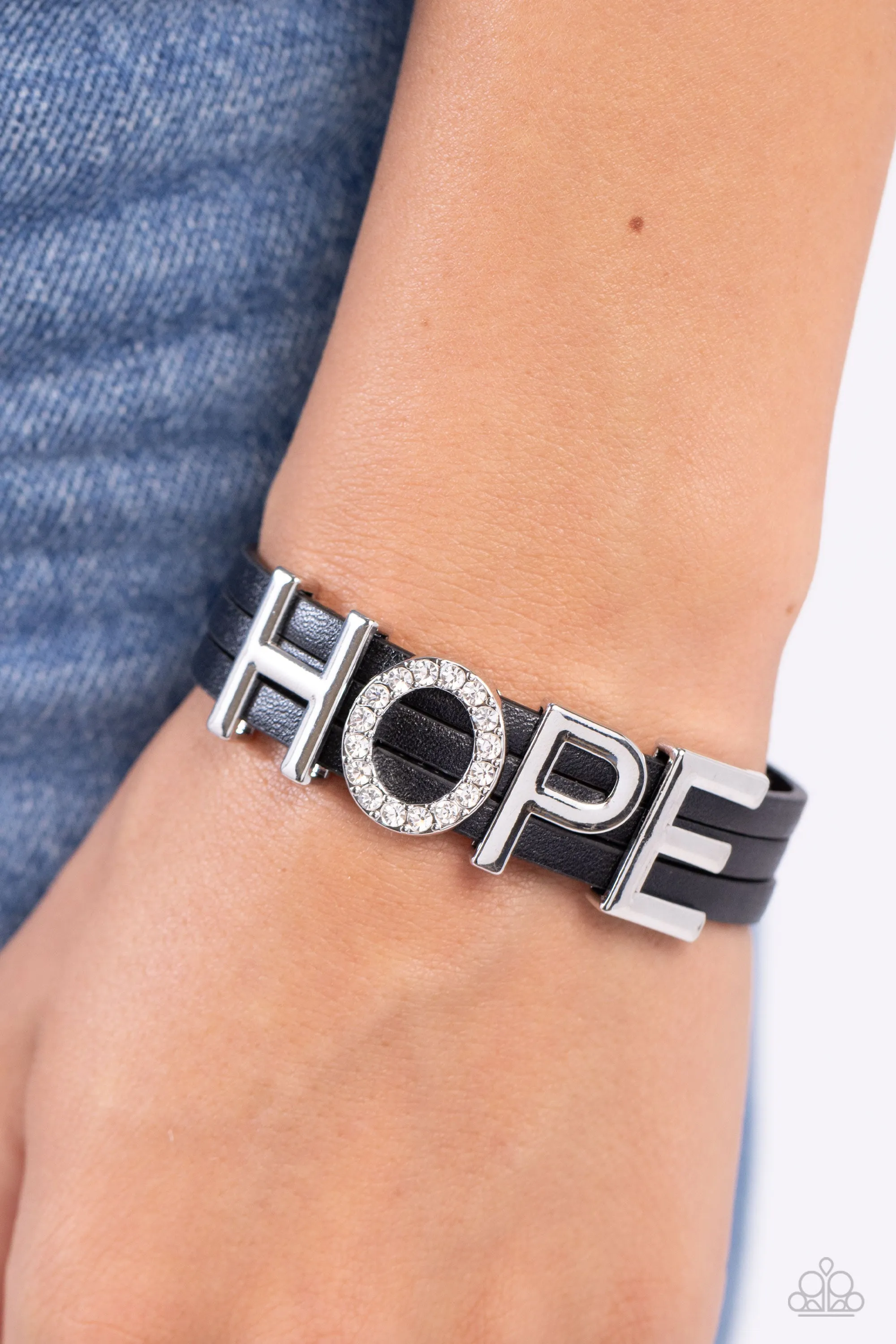 Paparazzi Hopeful Haute Black Wrap Bracelet