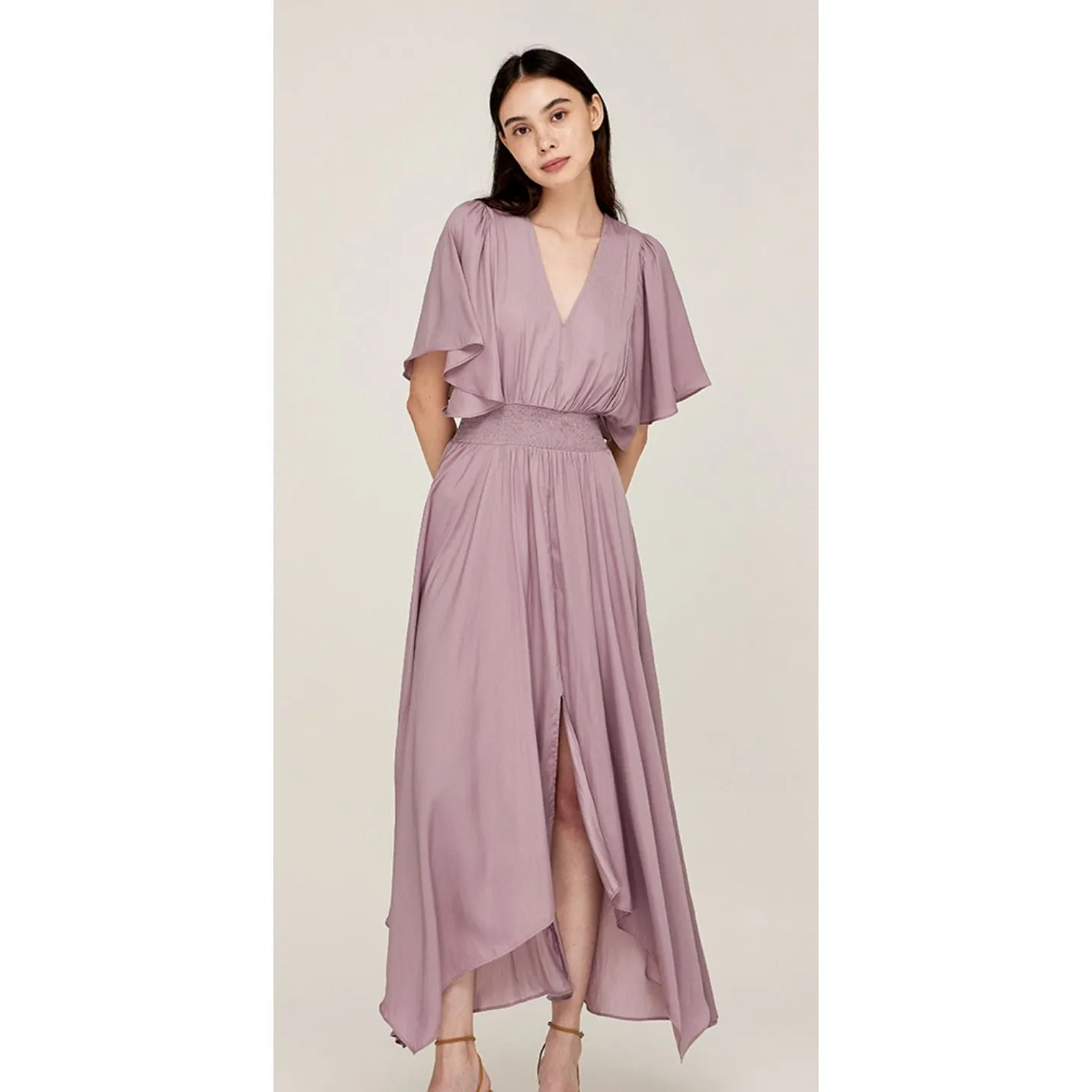 Paulina Grade and Gather Soft Purple Unbalanced Skirt Maxi