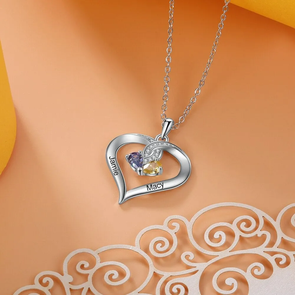 Personalized Name Engraved Heart-Shaped Pendant