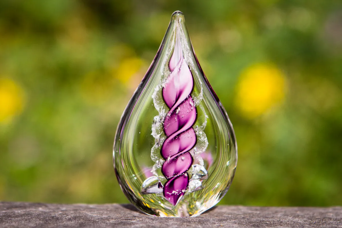 Petite Memorial Glass Flame with Cremation Ashes