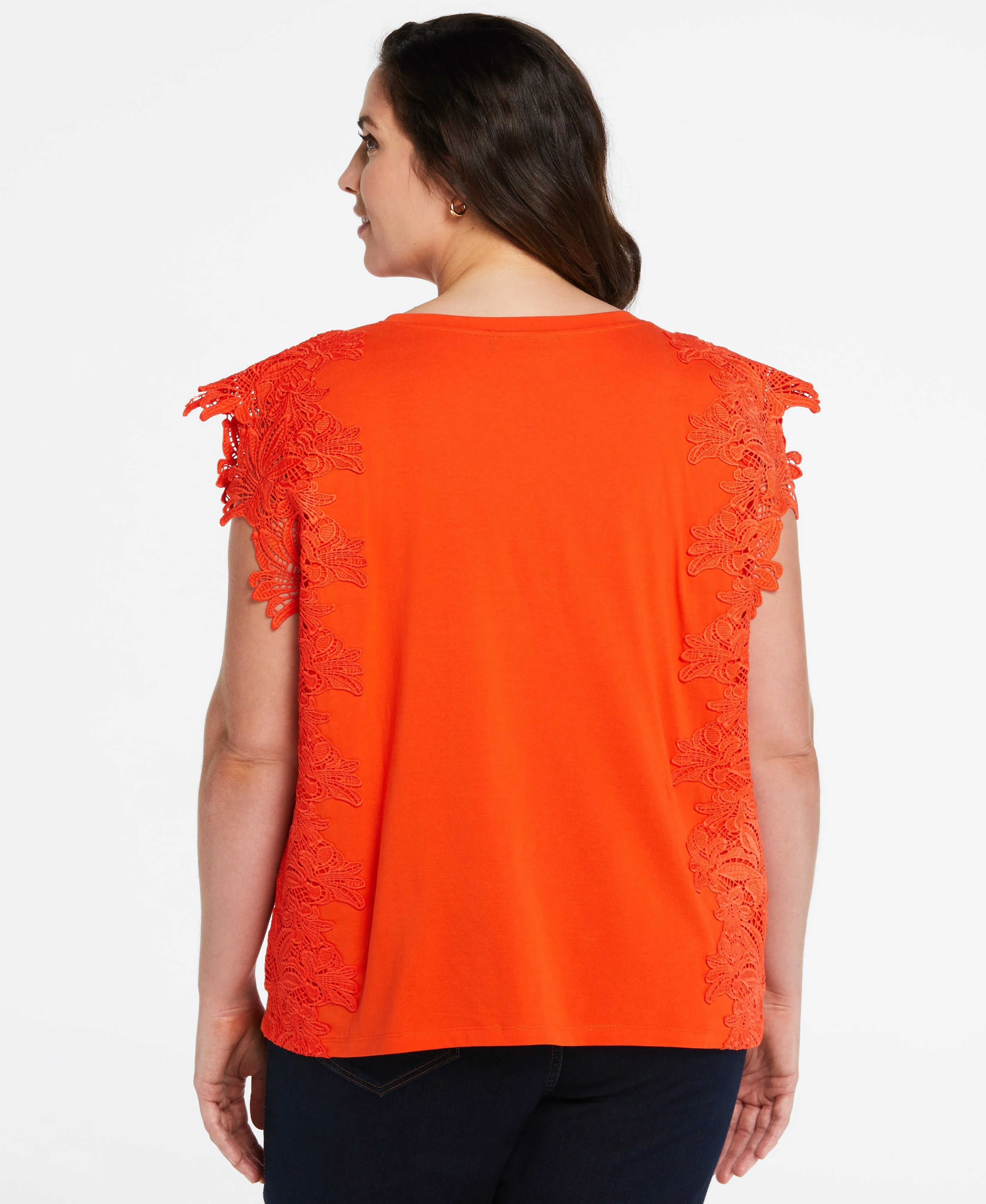 Plus Size Knit Top with Lace Detail