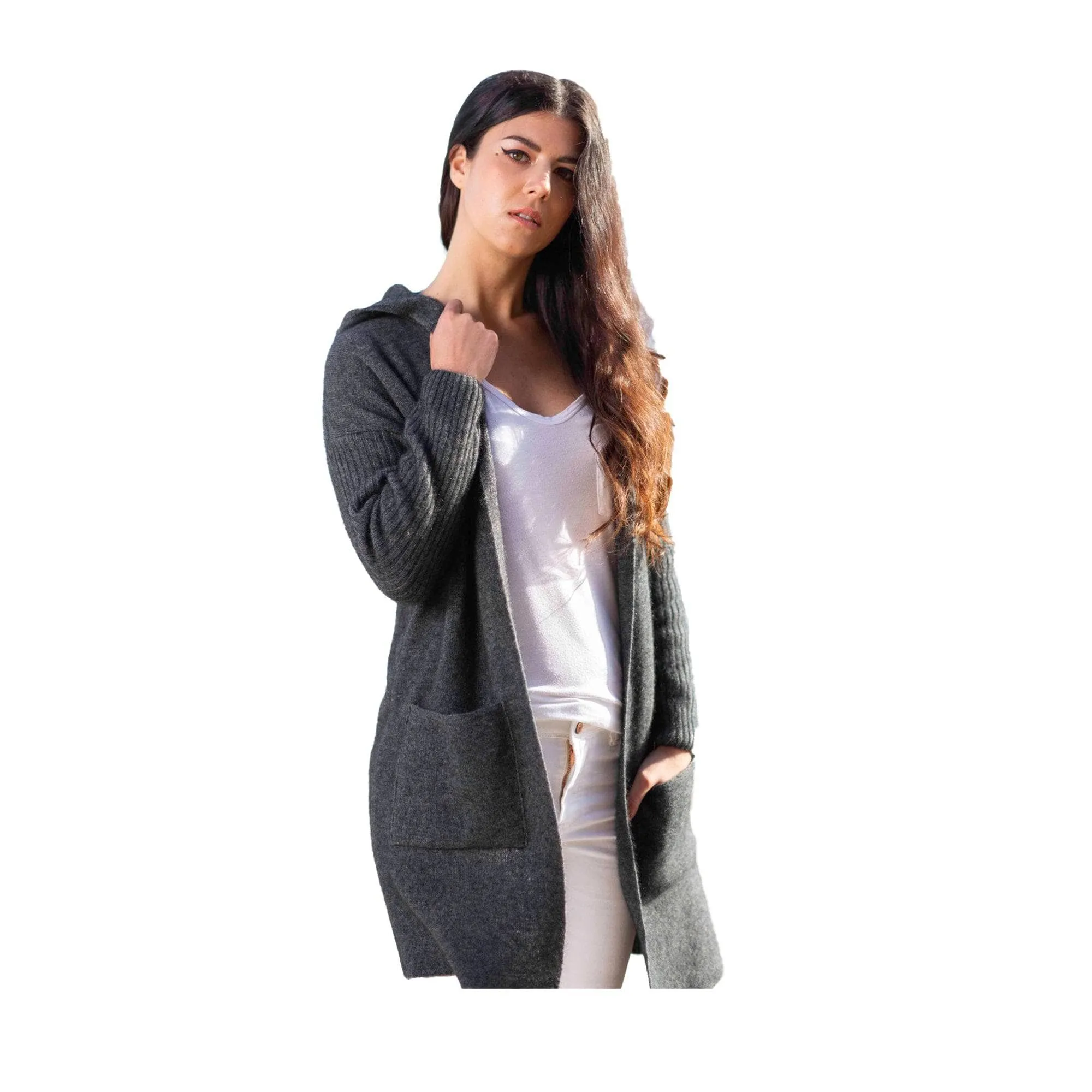 Premium Possum and Merino Wool- Hooded Longline Cardigan