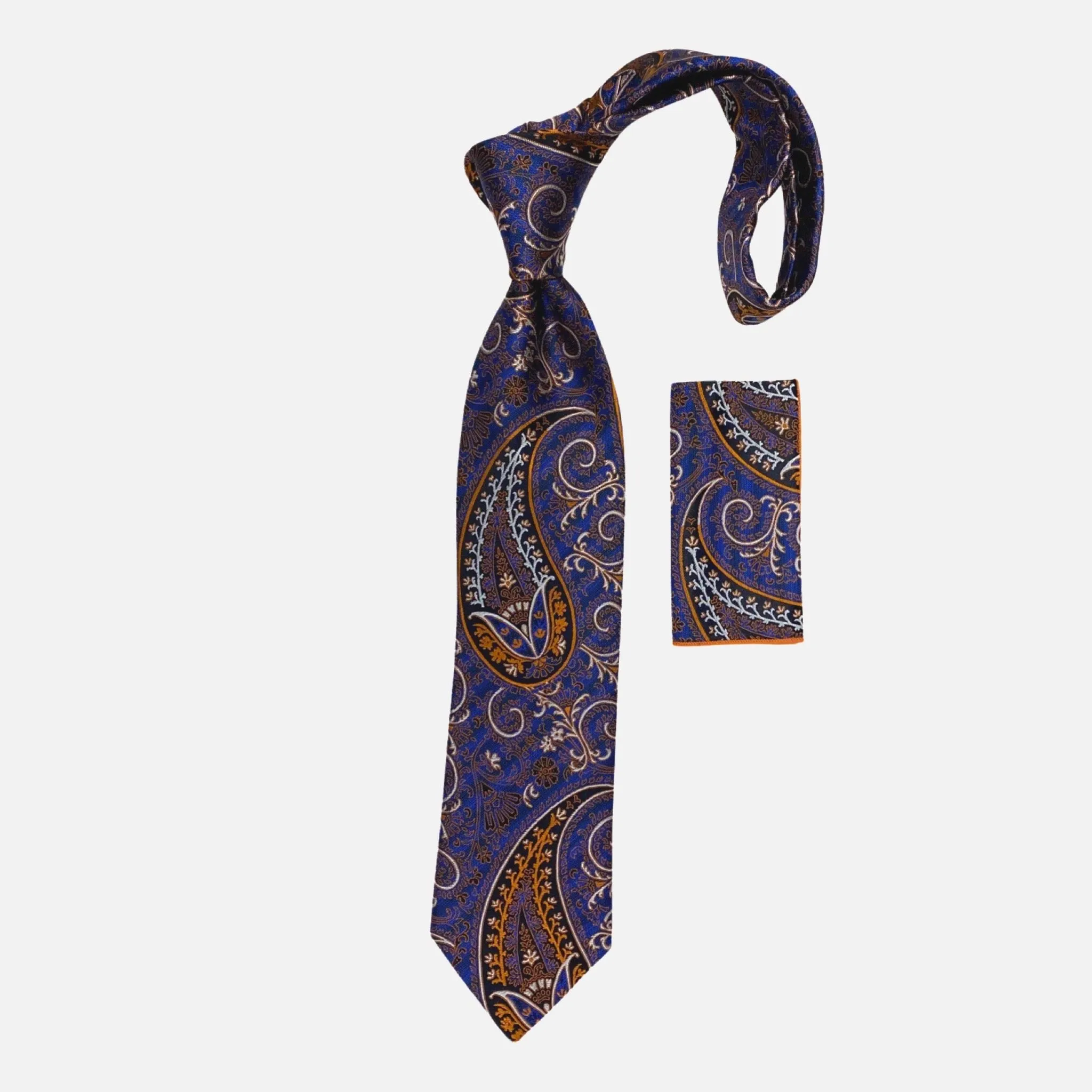 Product Title: "Steven Land Silk Big Knot Tie BW2409 Royal - Elegance in Every Detail - 100% Silk, Handmade, with Matching Pocket Square