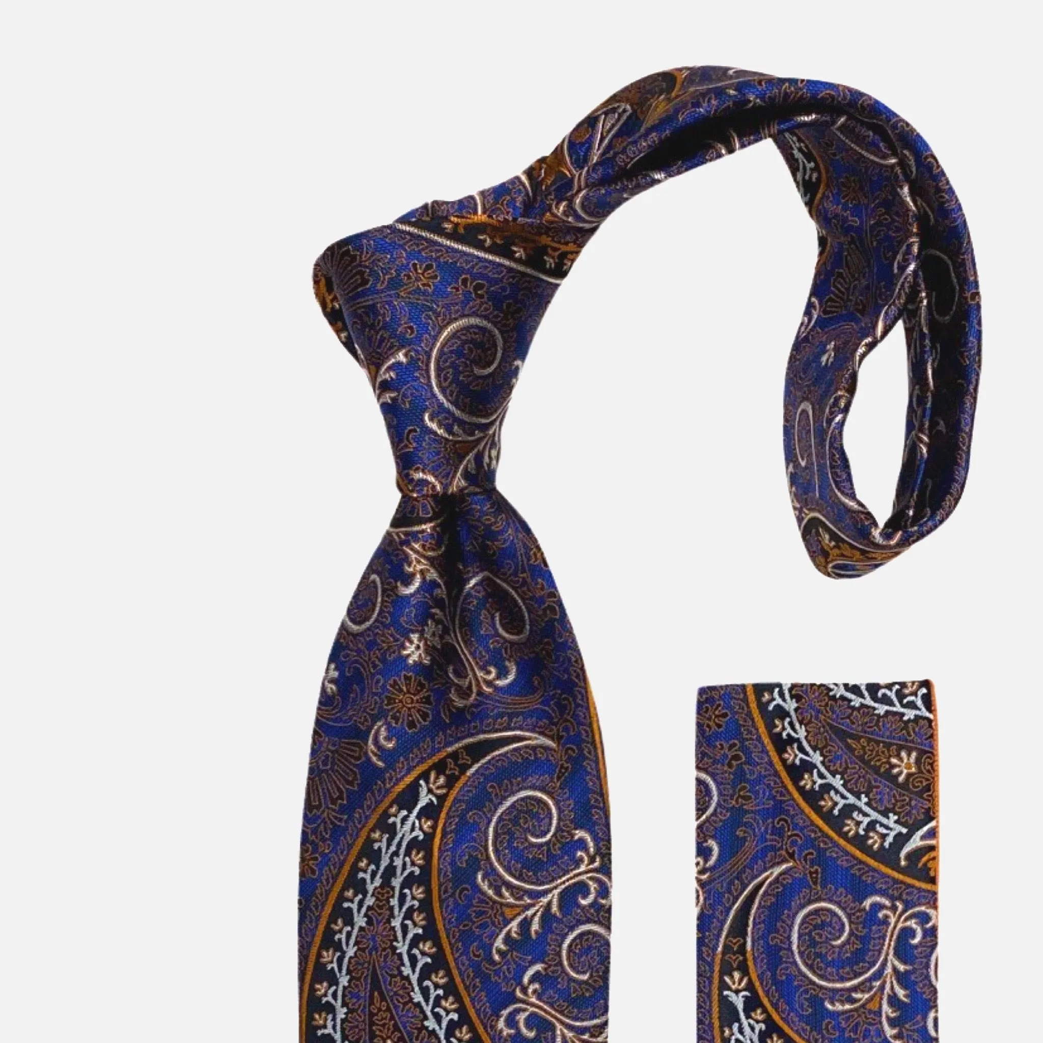 Product Title: "Steven Land Silk Big Knot Tie BW2409 Royal - Elegance in Every Detail - 100% Silk, Handmade, with Matching Pocket Square