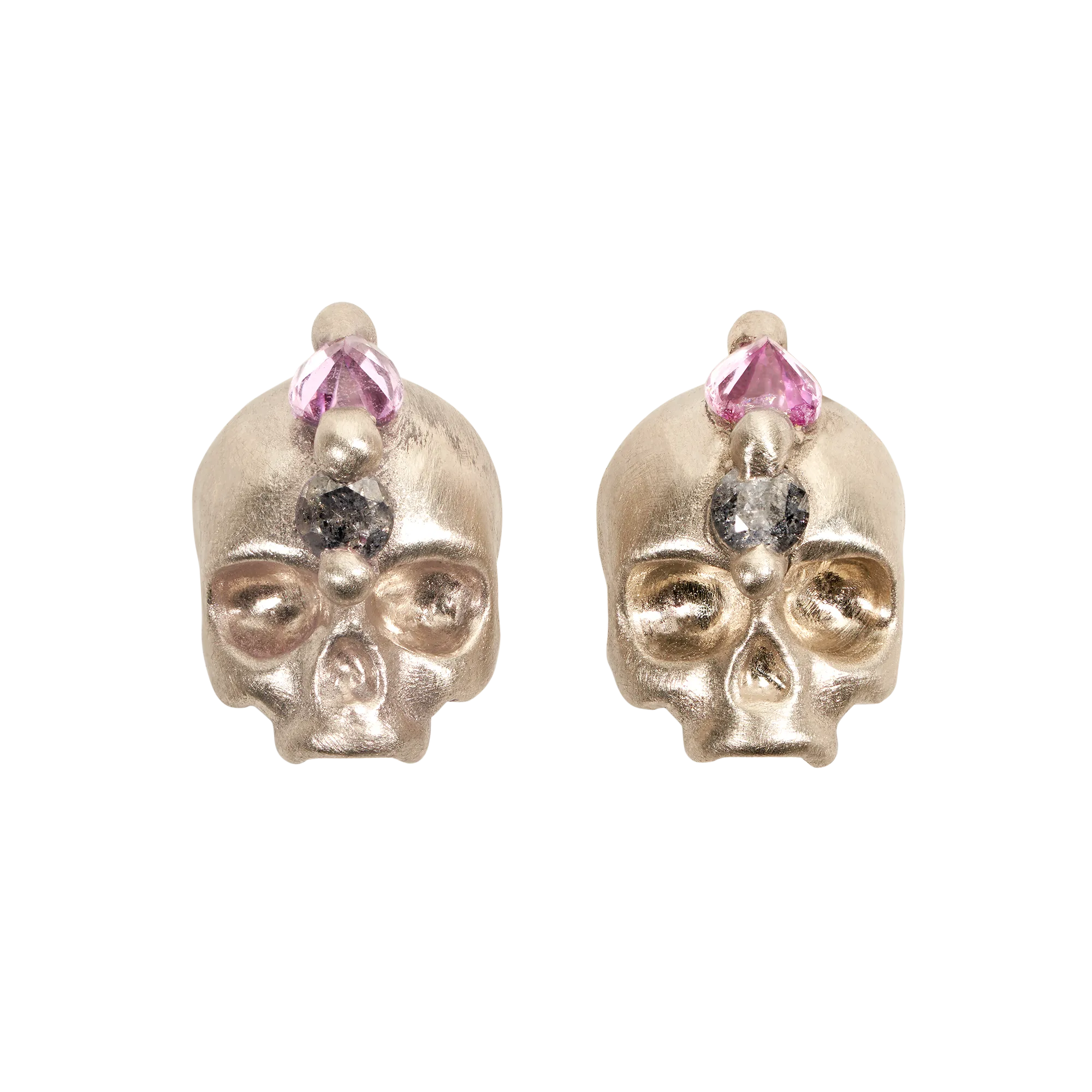 Purple Island Of Idols Skull Stud Earrings in White - 11647