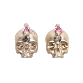 Purple Island Of Idols Skull Stud Earrings in White - 11647