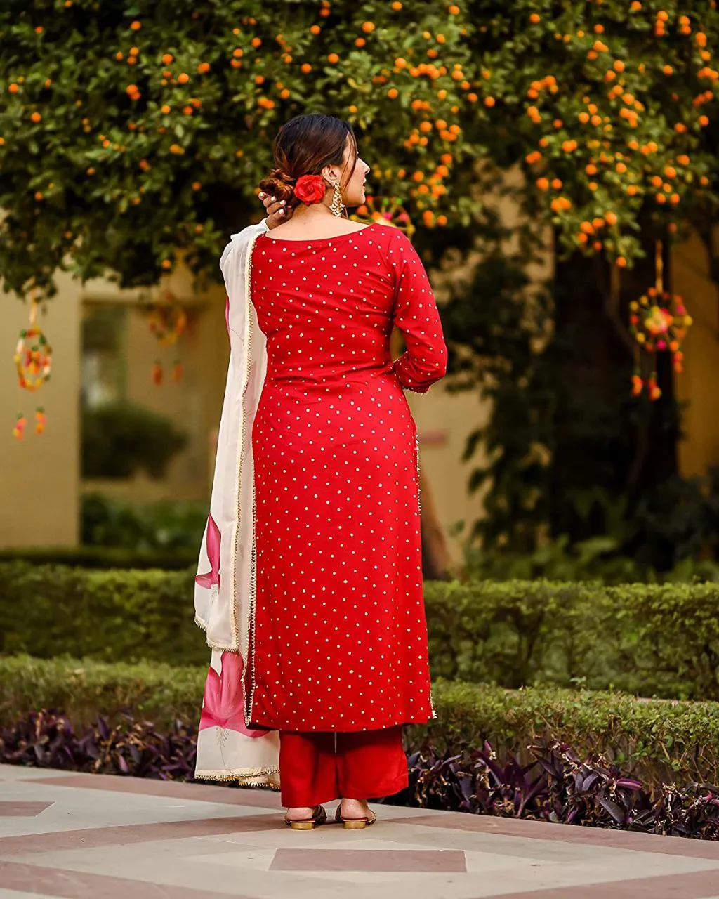 Rayon 3 Piece Party wear Women's Kurta Suit Red