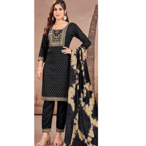 Rayon Embroidery Sequence Party Wear Women's Kurta Suit Black