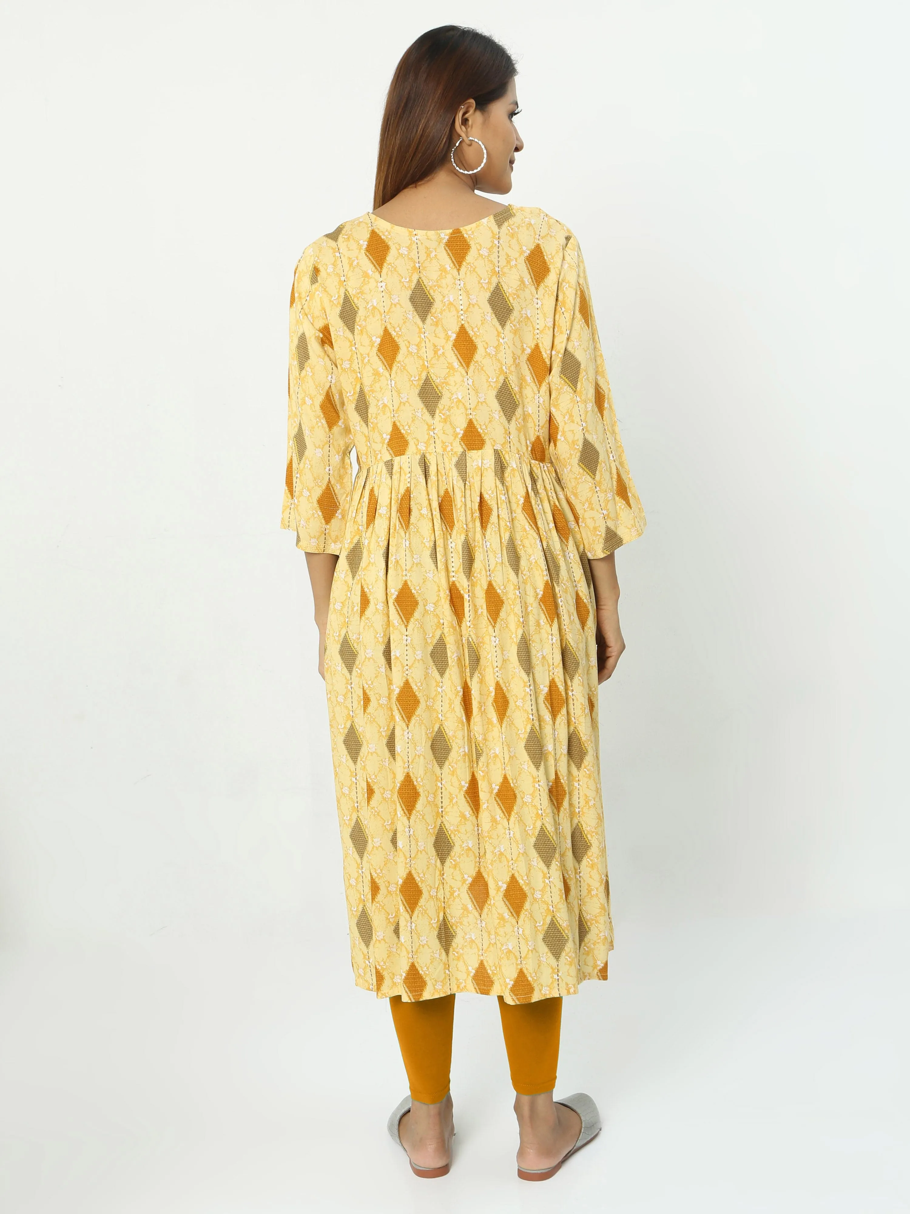 Rayon Maternity Feeding Kurti Musturd Yellow