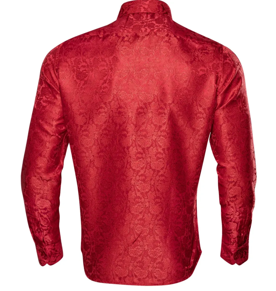 Red Paisley Silk Men's Shirt-CY-0056