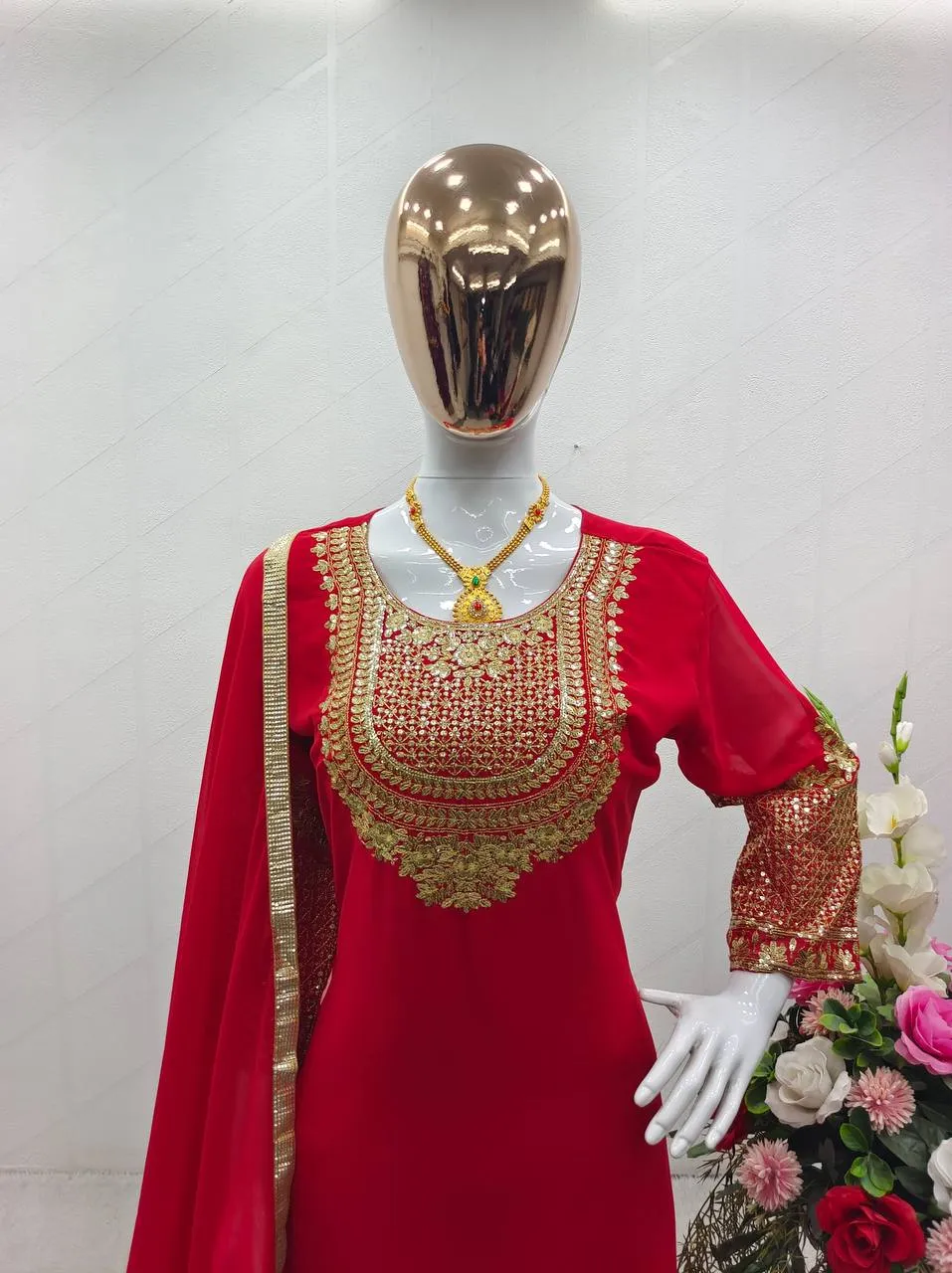 Red Party wear Sequins Women Suit