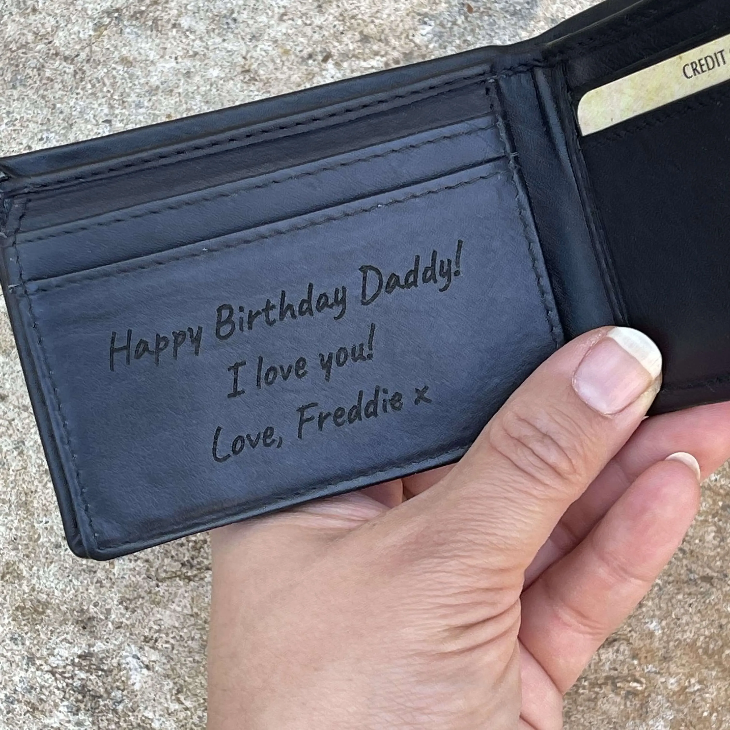 Rick Men's Black Leather Wallet with Personalised Handwriting - KALGHI