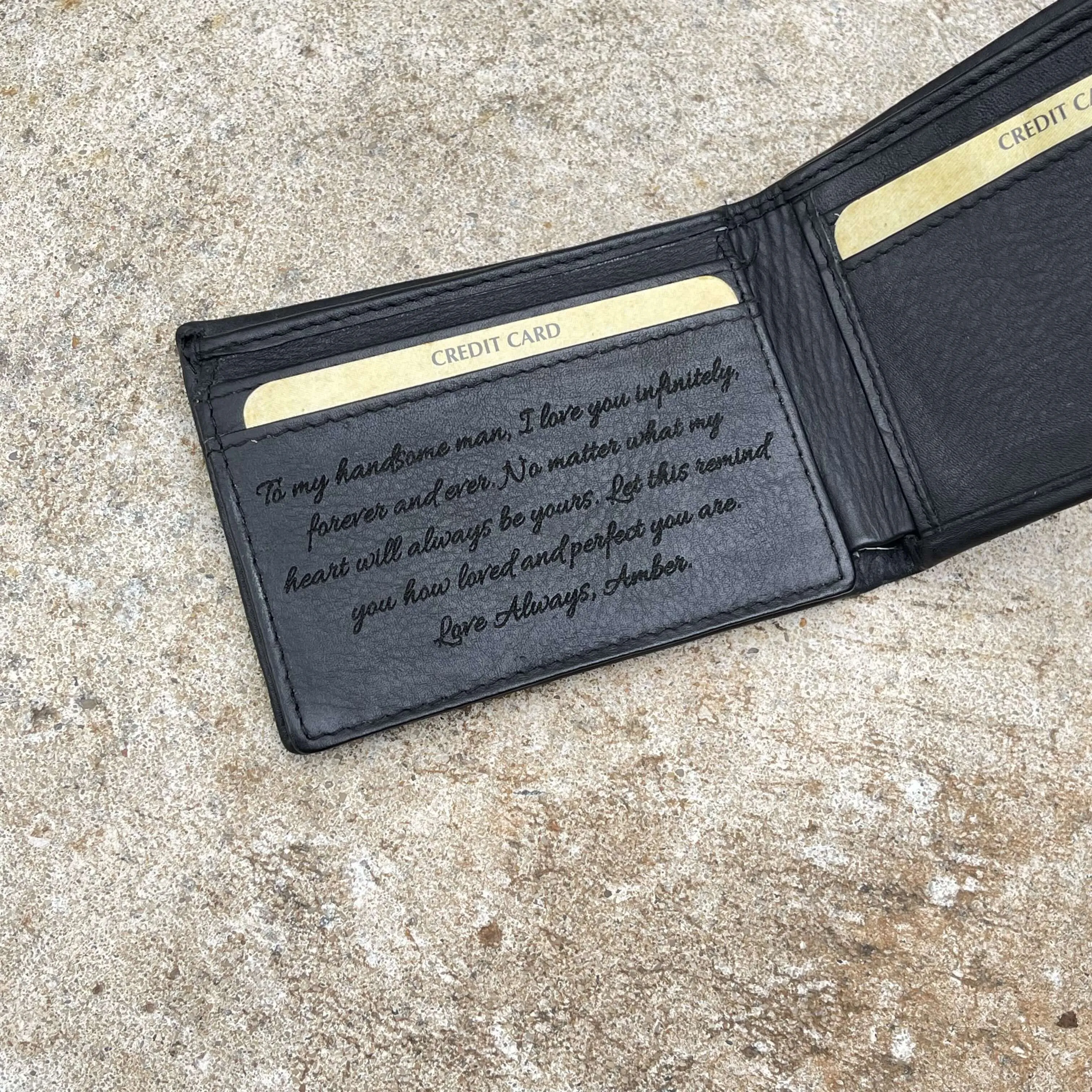 Rick Men's Black Leather Wallet with Personalised Handwriting - KALGHI