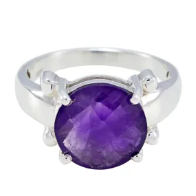 Riyo Desirable Gemstone Amethyst 925 Silver Ring Biker Jewelry