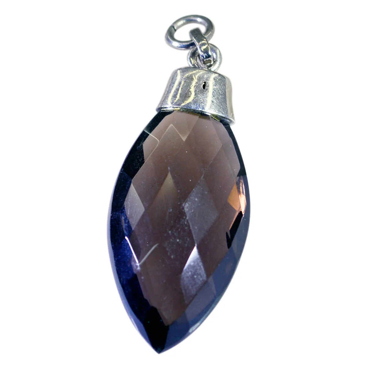 Riyo Drop Gemstone Marquise Checker Brown Smoky Quartz Sterling Silver Pendant Gift For Friend