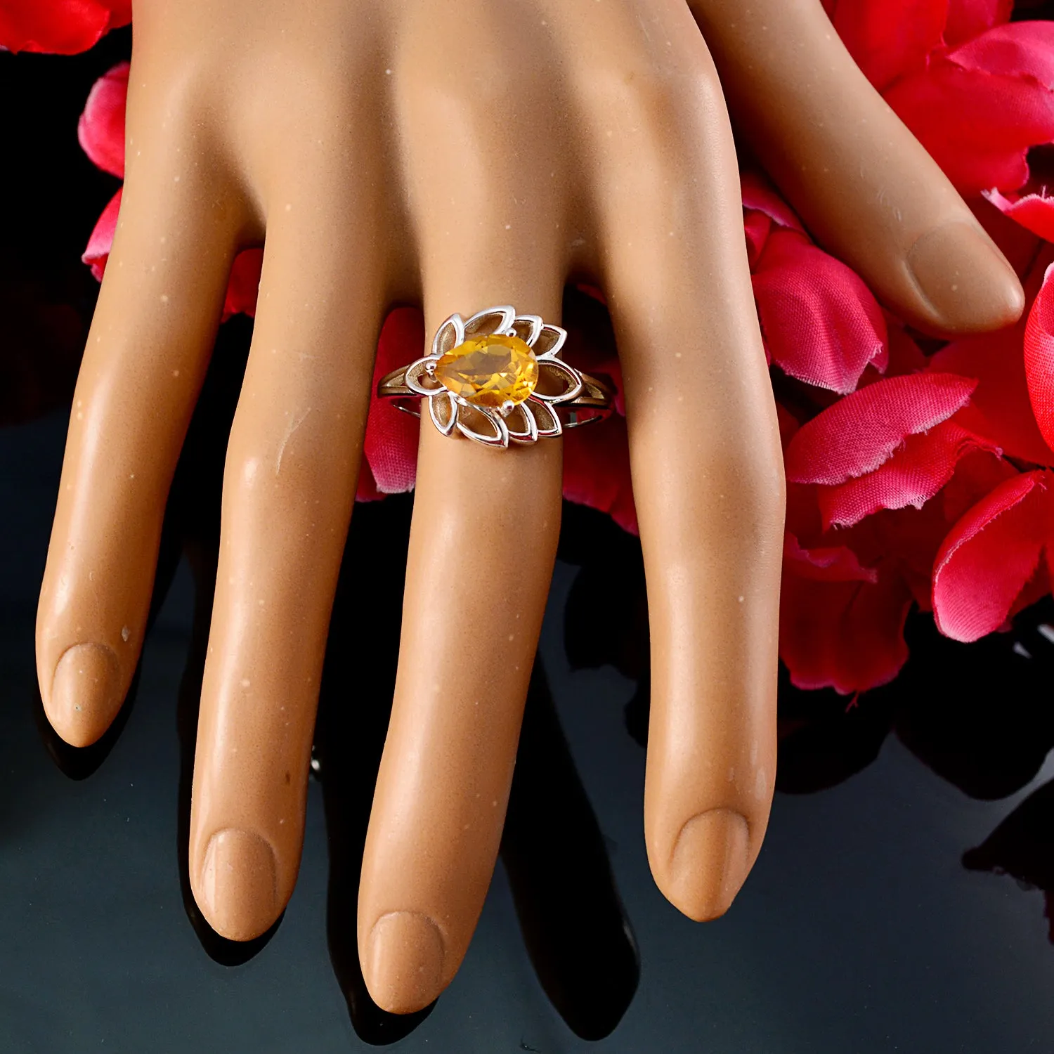 Riyo Elegant Gems Citrine 925 Sterling Silver Ring Watch Jewelry Box