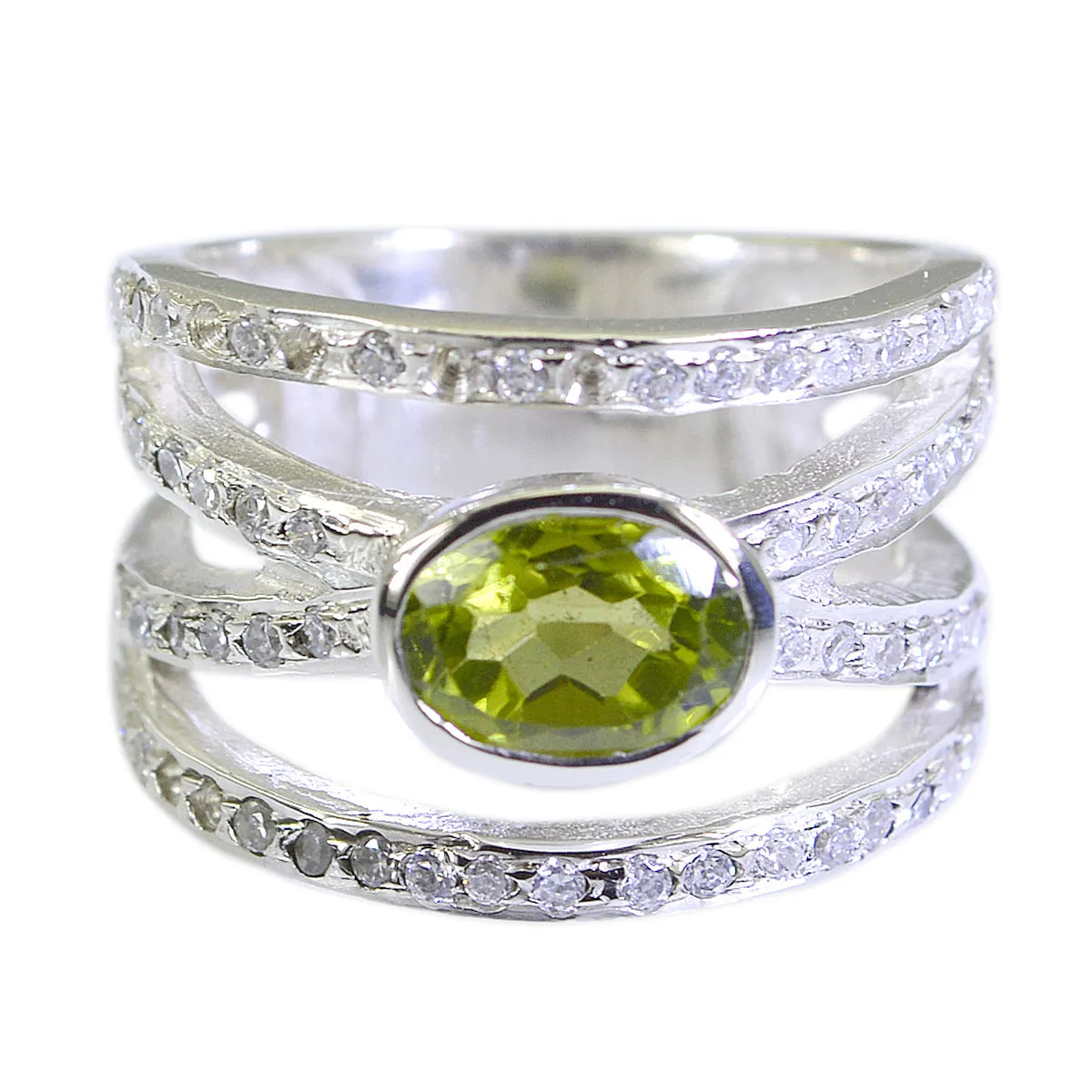 Riyo Elegant Stone Peridot Sterling Silver Ring Georg Jensen Jewelry