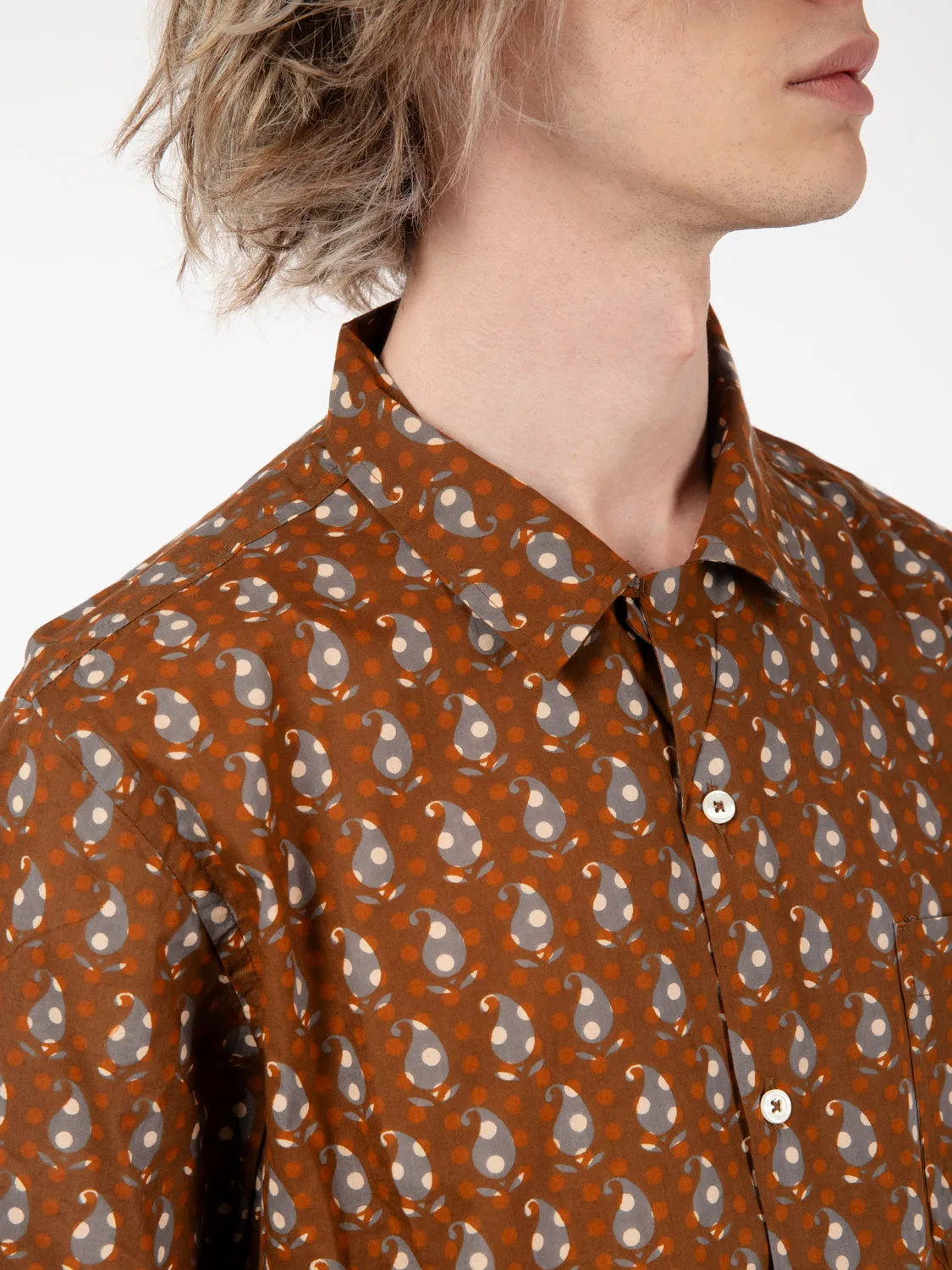 Road shirt paisley block brown